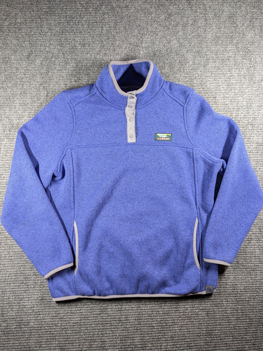 L.L. Bean Periwinkle Zip-Up Fleece Pullover Quarter Snap Women's Petite Med.